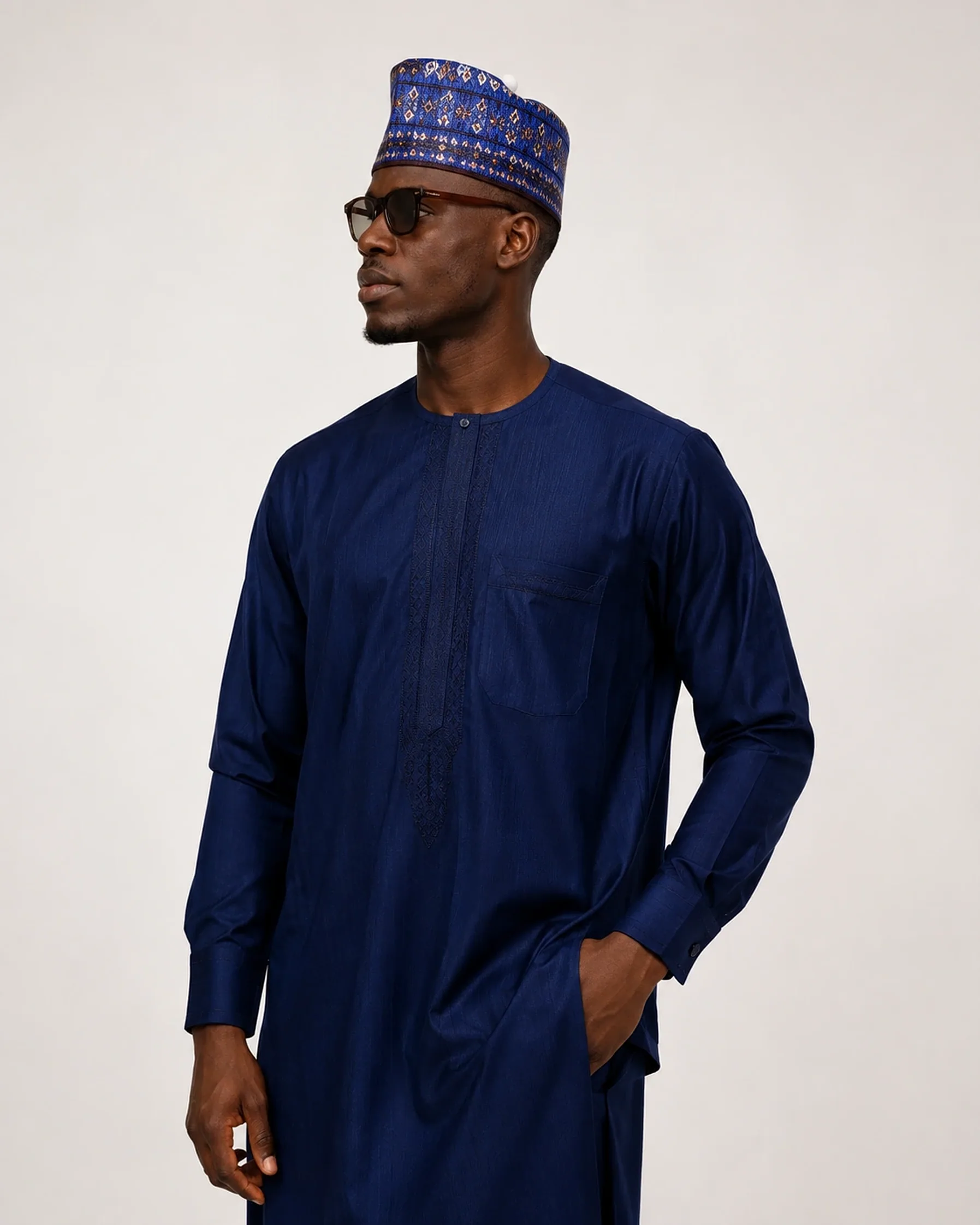 Customer wearing Muahib kaftan